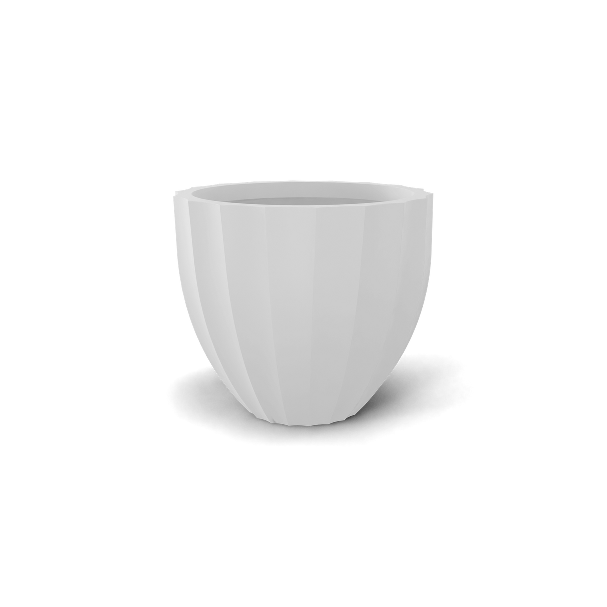 santa-barbara-fluted-round fiberglass planter, Matte Bright White finish