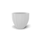 santa-barbara-fluted-round fiberglass planter, Matte Bright White finish