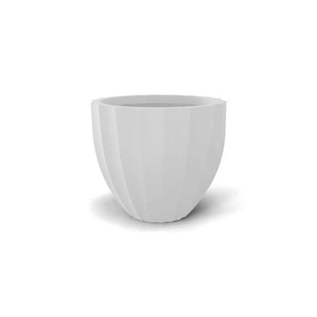 Santa Barbara Fluted Round Planter in Matte Bright White