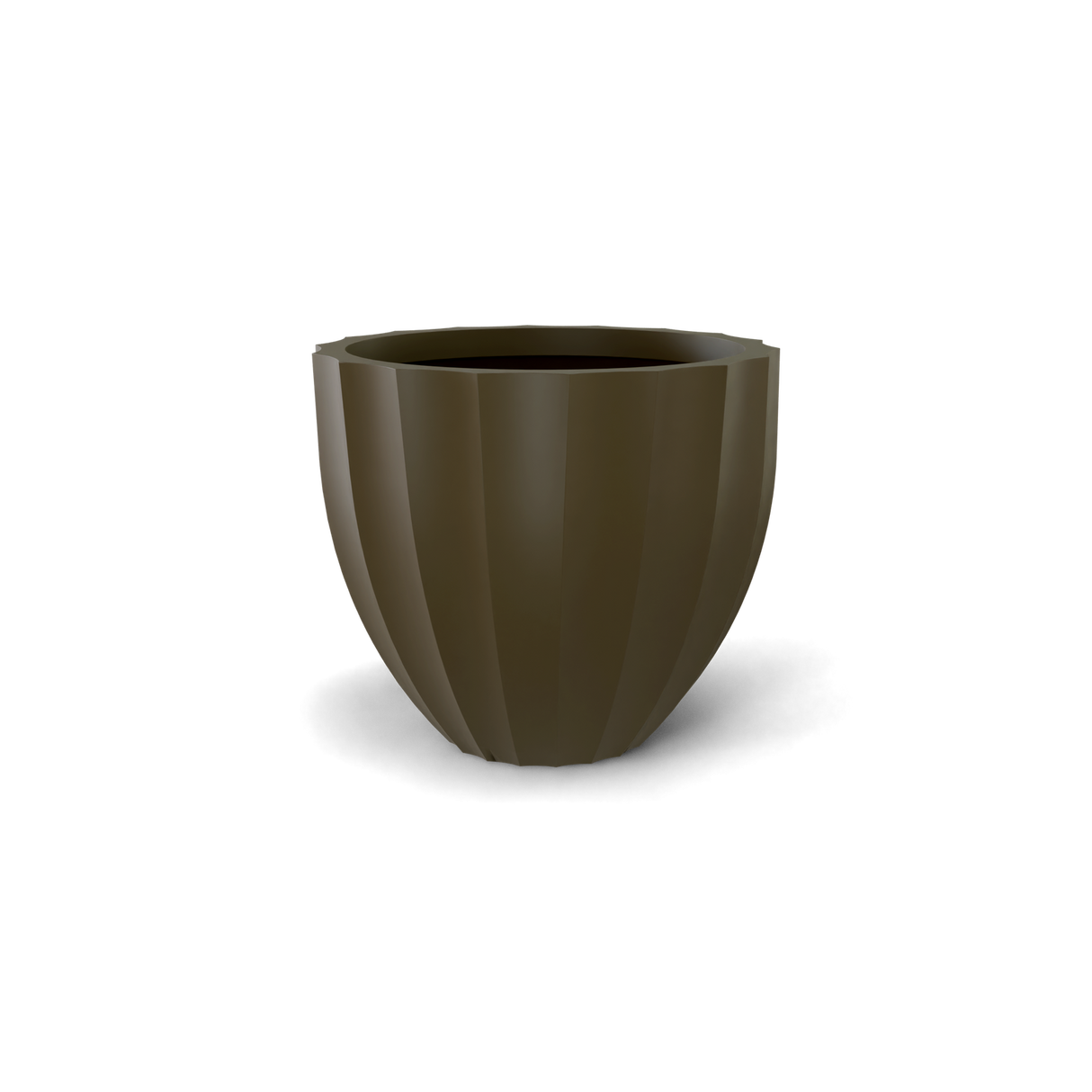 santa-barbara-fluted-round fiberglass planter, Matte Bronze finish