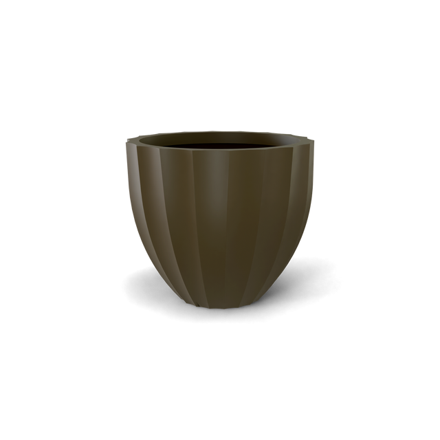 Santa Barbara Fluted Round Planter in Matte Bronze