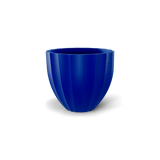 santa-barbara-fluted-round fiberglass planter, Matte Cobalt Blue finish