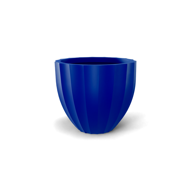 Santa Barbara Fluted Round Planter in Matte Cobalt Blue