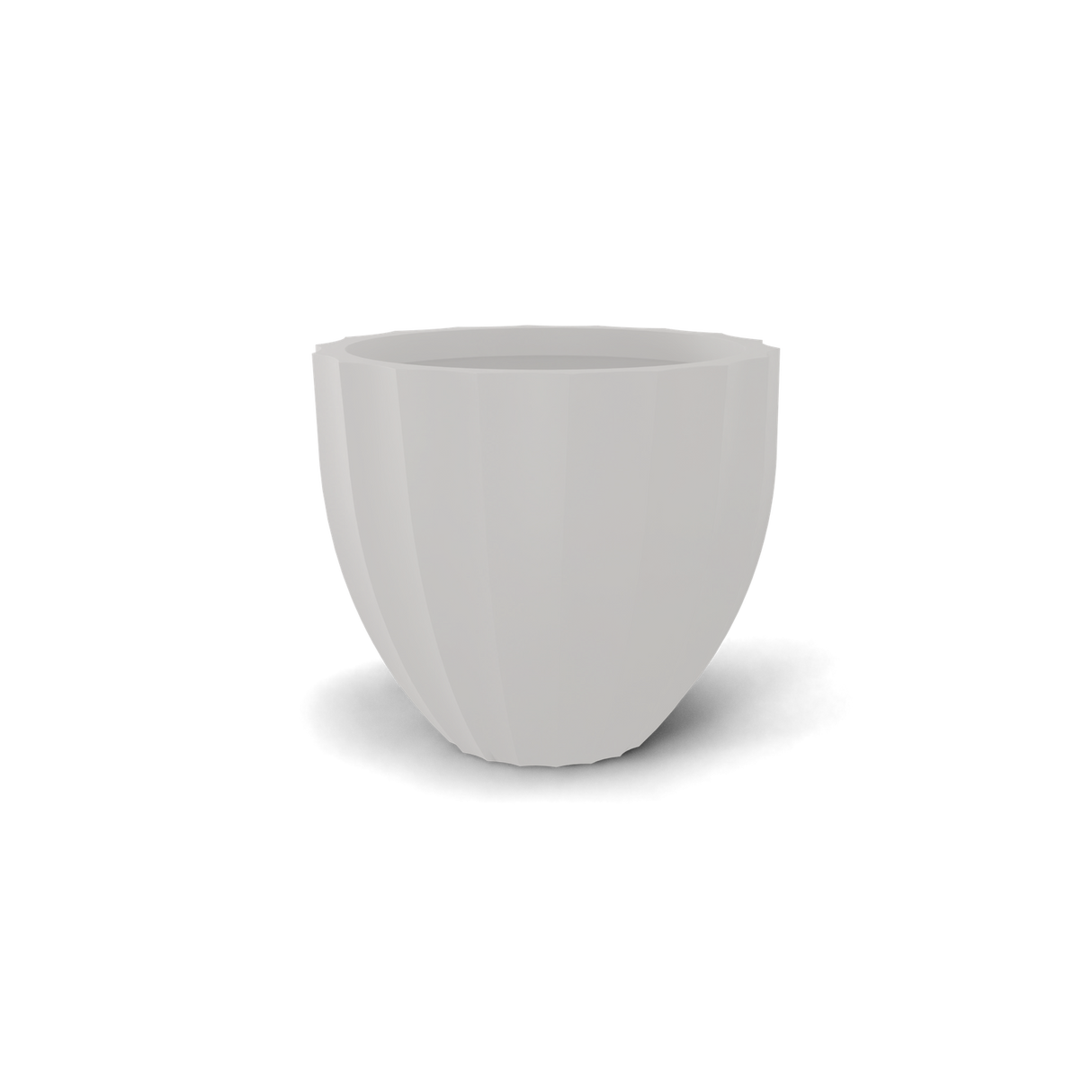 santa-barbara-fluted-round fiberglass planter, Matte Cement Grey finish