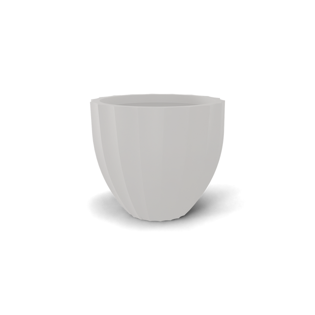 Santa Barbara Fluted Round Planter in Matte Cement Grey