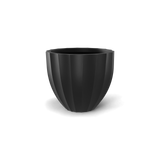 santa-barbara-fluted-round fiberglass planter, Matte Charcoal finish