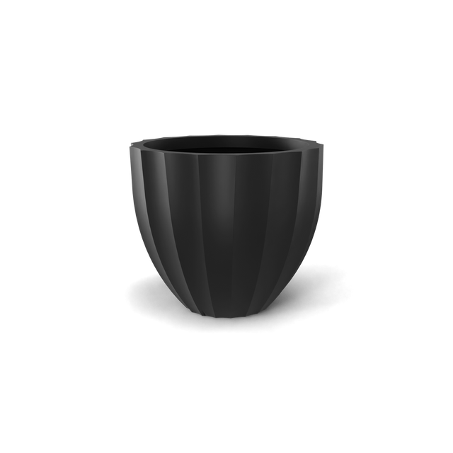 Santa Barbara Fluted Round Planter in Matte Charcoal