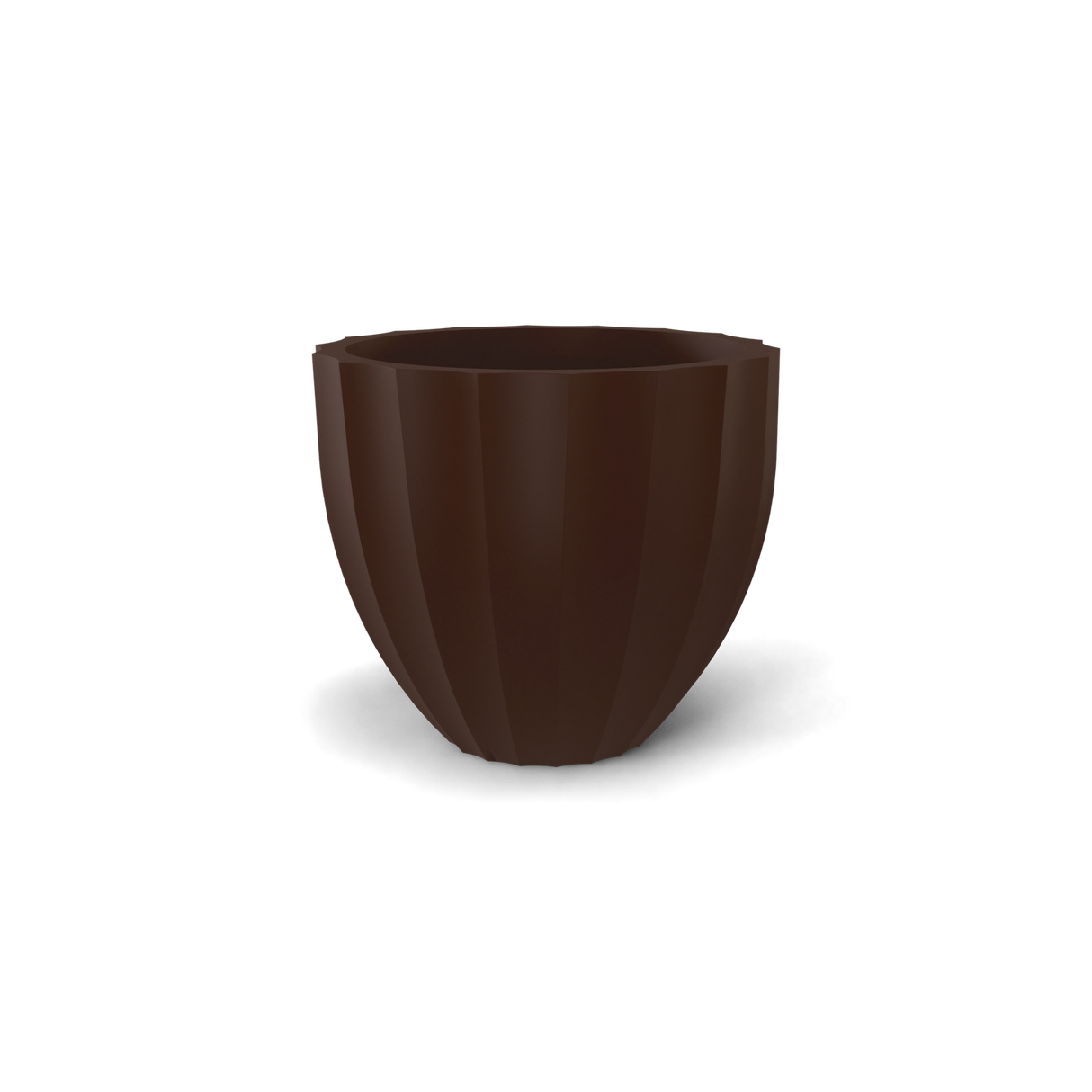 santa-barbara-fluted-round fiberglass planter, Matte Dark Brown finish
