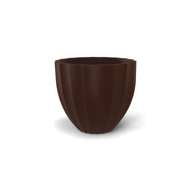 Santa Barbara Fluted Round Planter in Matte Dark Brown