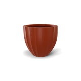 santa-barbara-fluted-round fiberglass planter, Matte Terracotta finish
