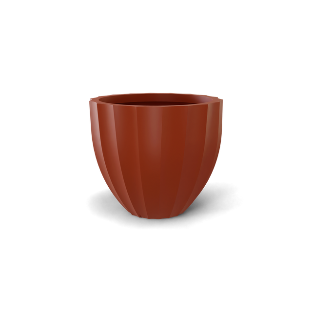 Santa Barbara Fluted Round Planter in Matte Terracotta