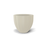 santa-barbara-fluted-round fiberglass planter, Satin Beige finish