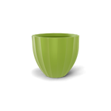 santa-barbara-fluted-round fiberglass planter, Satin Green finish