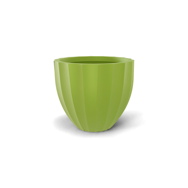 Santa Barbara Fluted Round Planter in Satin Green