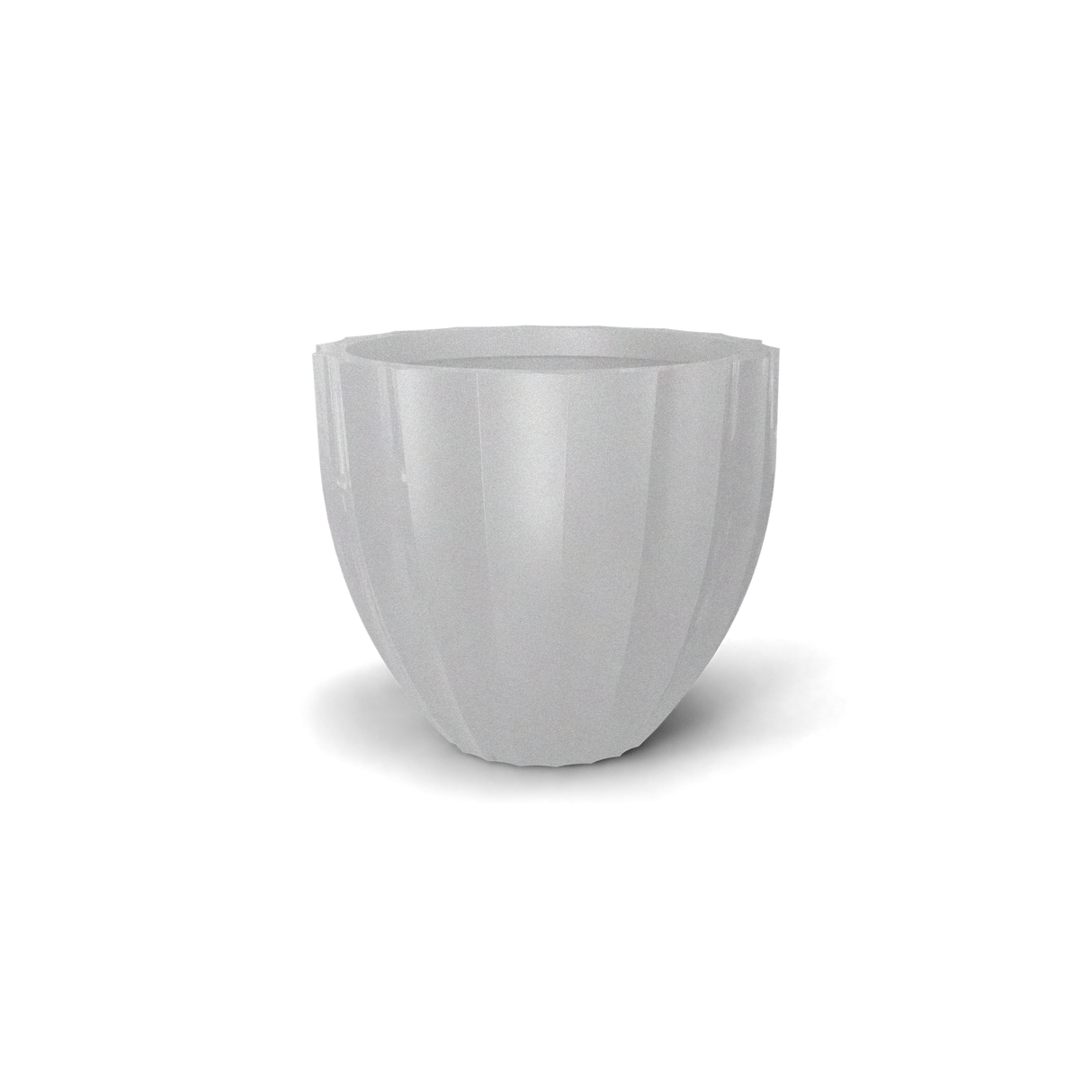 santa-barbara-fluted-round fiberglass planter, Metallic Silver finish
