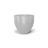 santa-barbara-fluted-round fiberglass planter, Metallic Silver finish
