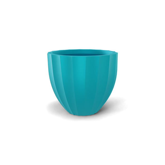Santa Barbara Fluted Round Planter in Satin Sea Foam