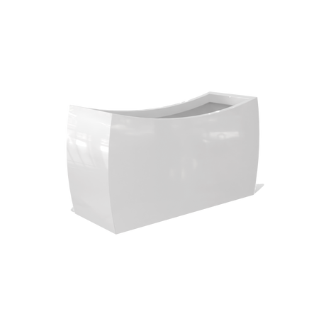 Seoul curved rectangular fiberglass planter in Gloss Bright White