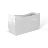 Seoul curved fiberglass planter in Gloss Bright White, 32 × 12 × 18 in, studio render