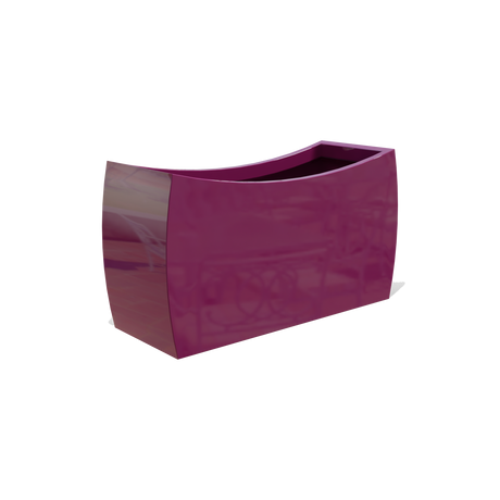 Seoul curved rectangular fiberglass planter in Gloss Eggplant