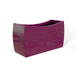 Seoul curved fiberglass planter in Gloss Eggplant, 32 × 12 × 18 in, studio render
