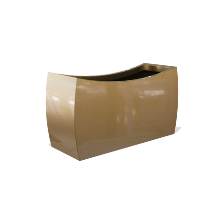 Seoul curved rectangular fiberglass planter in Gloss Metallic Gold