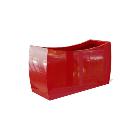 Seoul curved rectangular fiberglass planter in Gloss Red