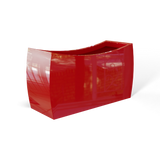Seoul curved fiberglass planter in Gloss Red, 32 × 12 × 18 in, studio render