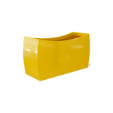 Seoul curved rectangular fiberglass planter in Gloss Saffron
