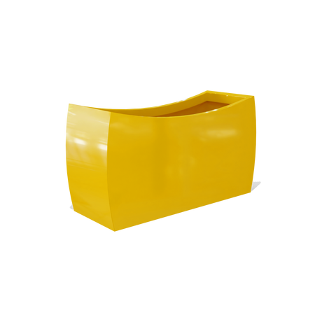 Seoul curved rectangular fiberglass planter in Gloss Saffron