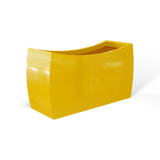 Seoul curved fiberglass planter in Gloss Saffron, 32 × 12 × 18 in, studio render