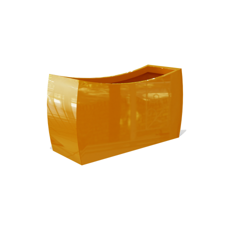 Seoul curved rectangular fiberglass planter in Gloss Tangerine