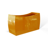 Seoul curved fiberglass planter in Gloss Tangerine, 32 × 12 × 18 in, studio render