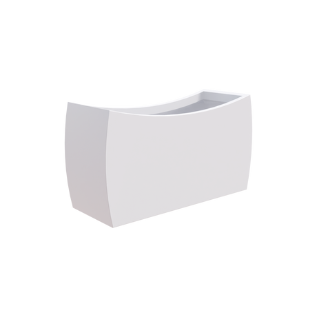 Seoul curved rectangular fiberglass planter in Matte Bright White