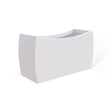 Seoul curved fiberglass planter in Matte Bright White, 32 × 12 × 18 in, studio render