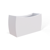 Seoul curved fiberglass planter in Matte Bright White, 32 × 12 × 18 in, studio render