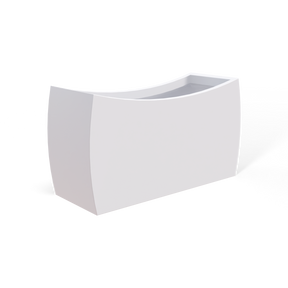 Seoul curved fiberglass planter in Matte Bright White, 32 × 12 × 18 in, studio render