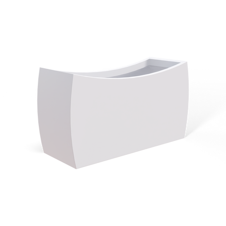 Seoul curved fiberglass planter in Matte Bright White, 32 × 12 × 18 in, studio render