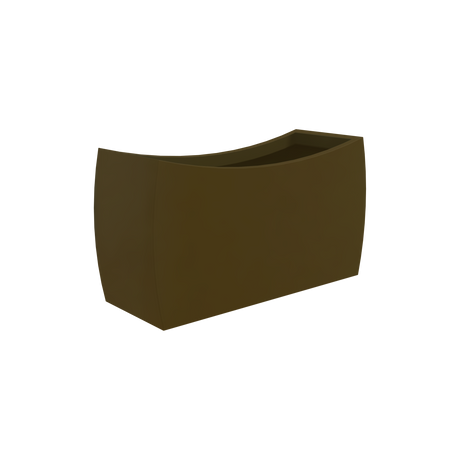 Seoul curved rectangular fiberglass planter in Matte Bronze