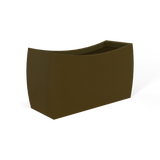 Seoul curved fiberglass planter in Matte Bronze, 32 × 12 × 18 in, studio render
