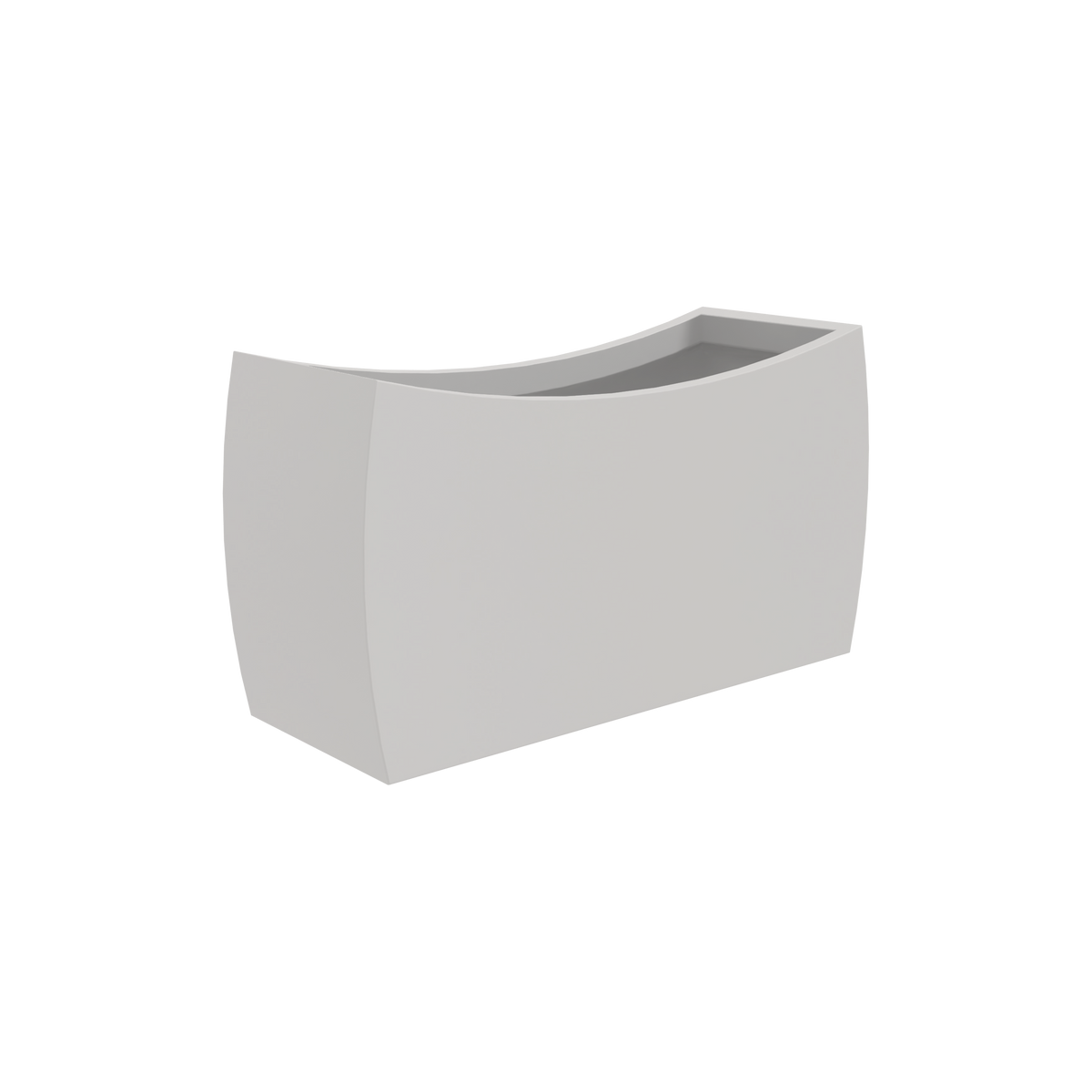 Seoul curved rectangular fiberglass planter in Matte Cement Grey