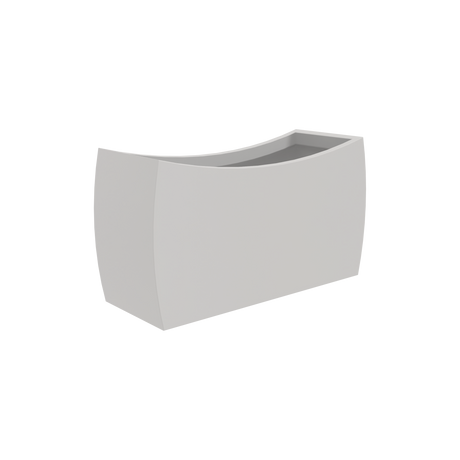 Seoul curved rectangular fiberglass planter in Matte Cement Grey