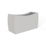 Seoul curved fiberglass planter in Matte Cement Grey, 32 × 12 × 18 in, studio render