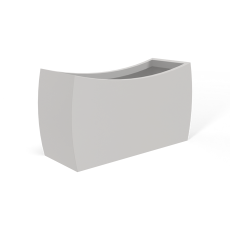 Seoul curved fiberglass planter in Matte Cement Grey, studio render