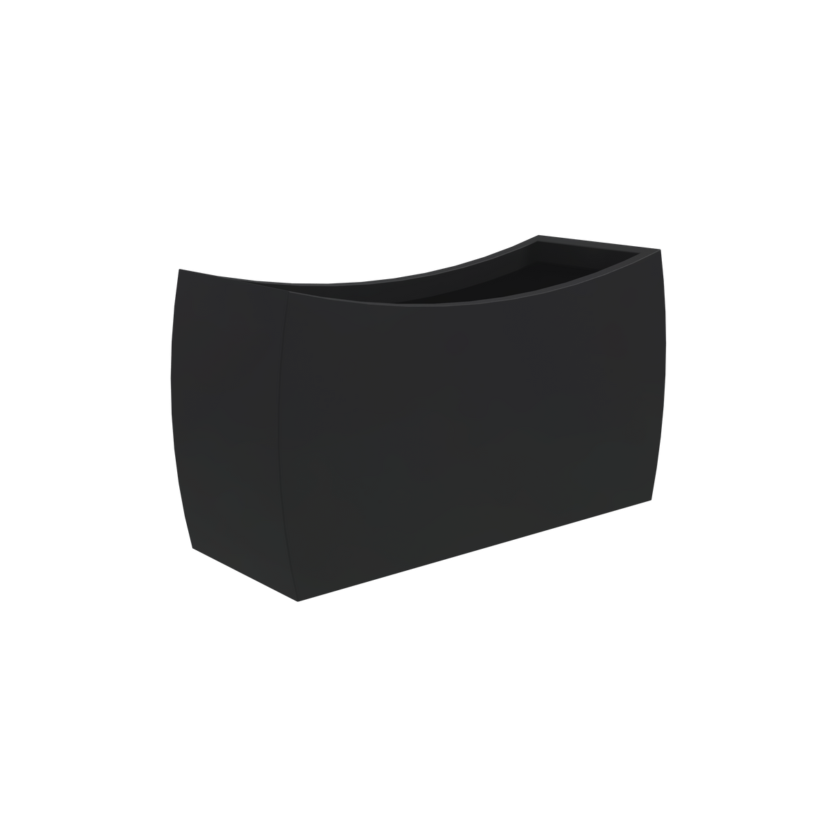 Seoul curved rectangular fiberglass planter in Matte Charcoal