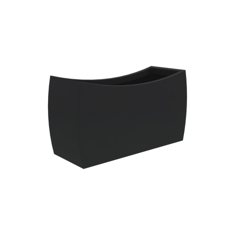 Seoul curved rectangular fiberglass planter in Matte Charcoal