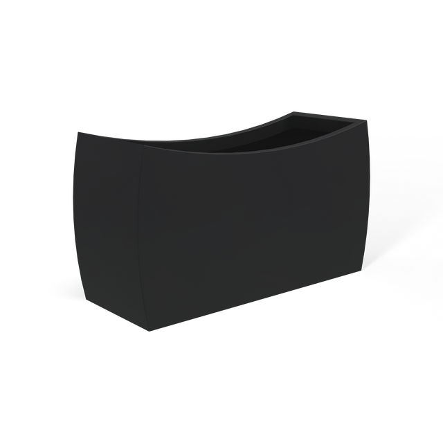 Seoul curved fiberglass planter in Matte Charcoal, 32 × 12 × 18 in, studio render