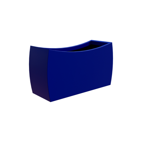 Seoul curved rectangular fiberglass planter in Matte Cobalt Blue
