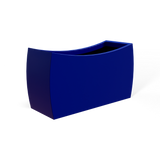 Seoul curved fiberglass planter in Matte Cobalt Blue, 32 × 12 × 18 in, studio render