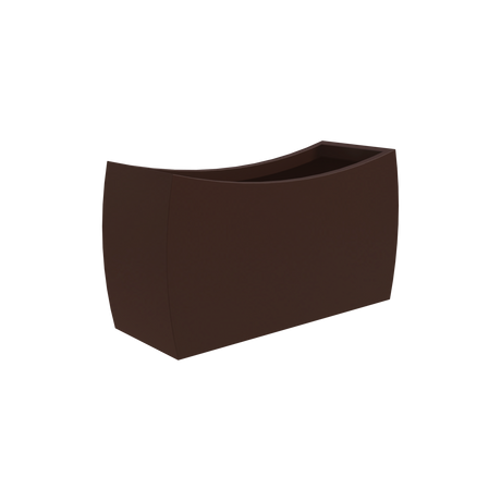 Seoul curved rectangular fiberglass planter in Matte Dark Brown